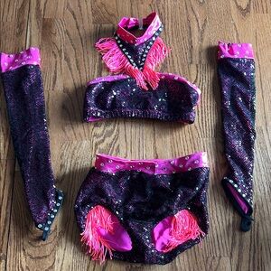 Sparkling Pink and Black Kids Dance Costume